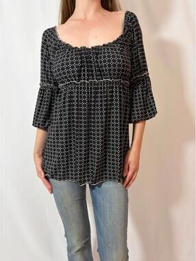 Flowy Bell Sleeve Printed Milkmaid Top